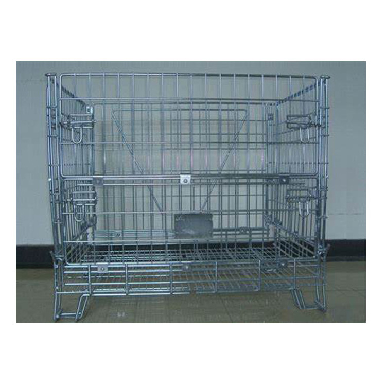 Half-open door large heavy duty metal stackable wire mesh container