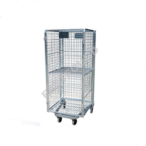 Customized Steel Zinc Laundry Rolling Trolley Cart galvanized metal industrial warehouse heavy duty logistics trolley