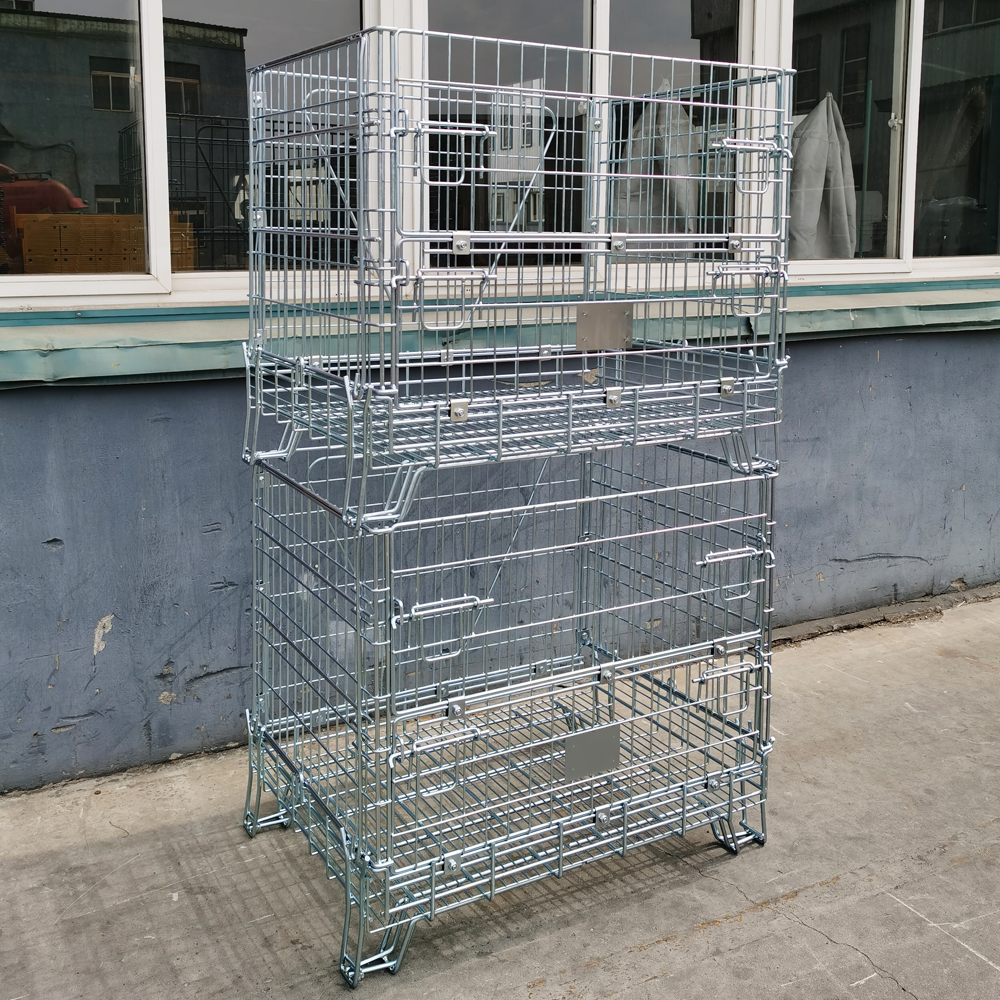 Half-open door large heavy duty metal stackable wire mesh container