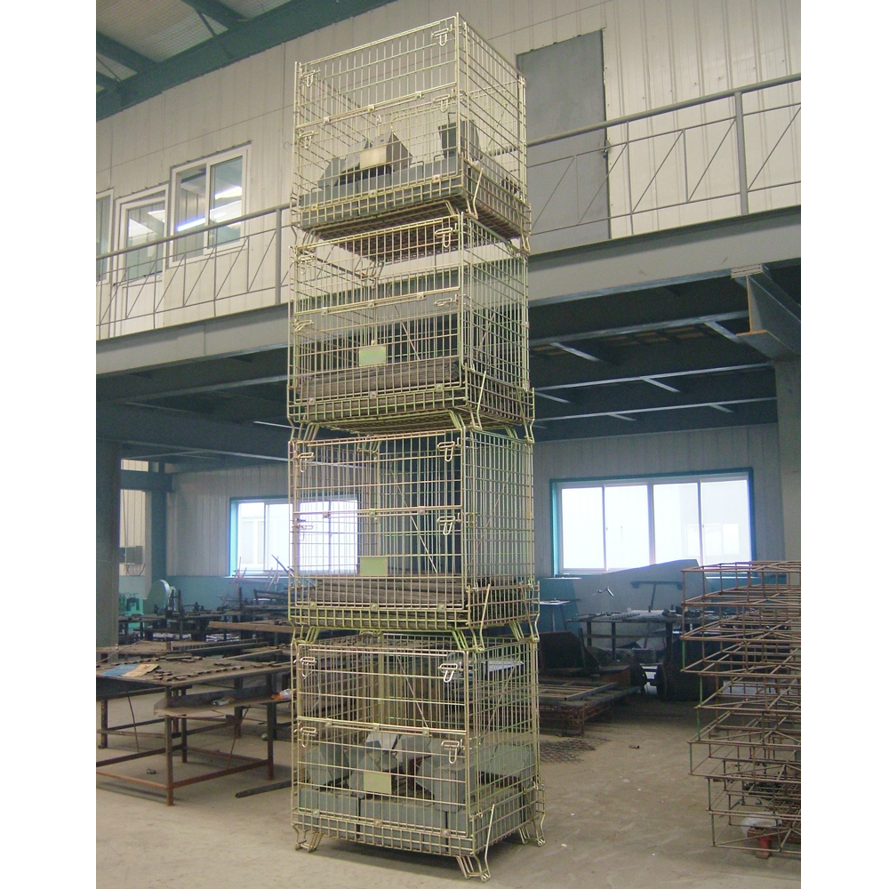 Half-open door large heavy duty metal stackable wire mesh container