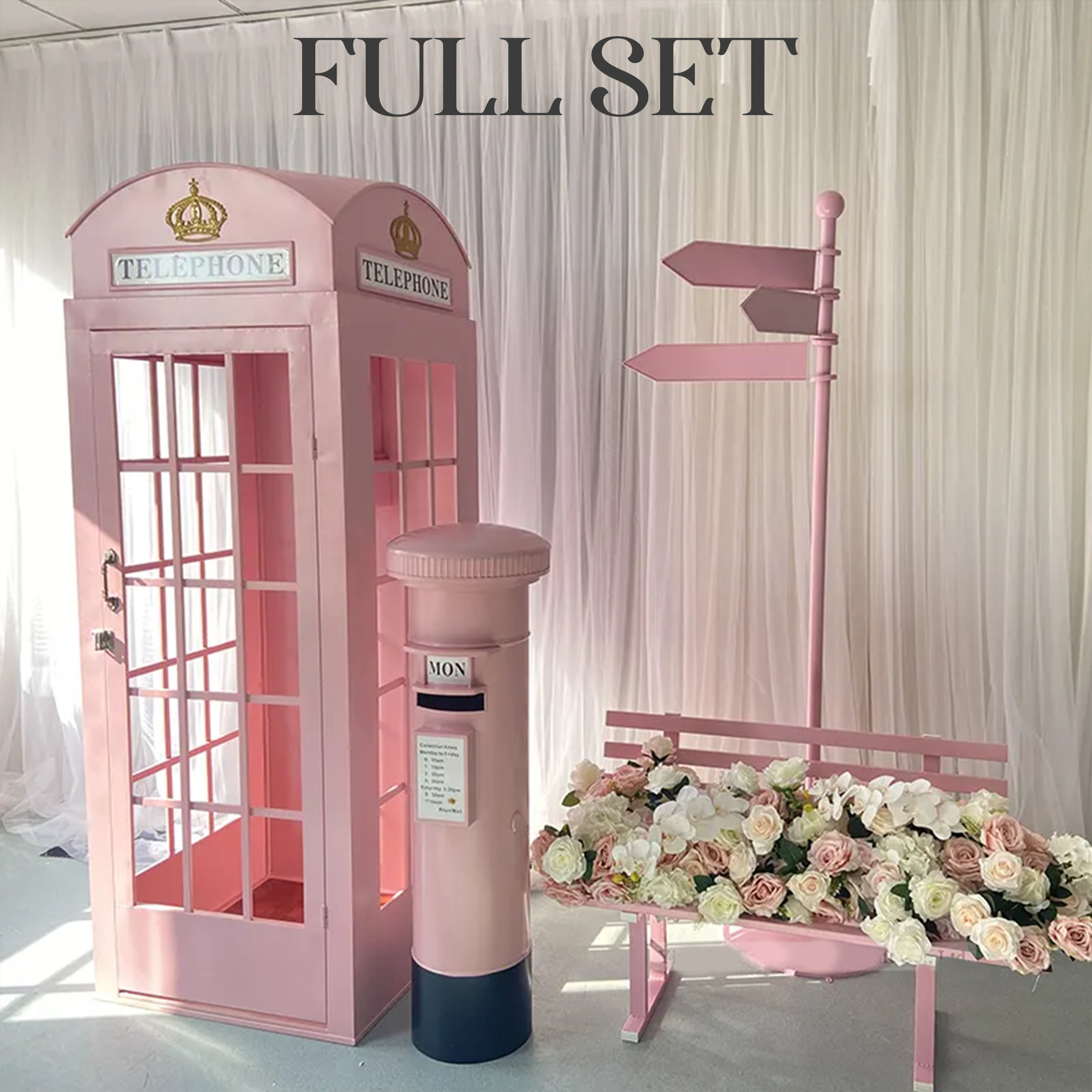 Party Wedding Event Decoration Antique Pink Telephone London Phone Booth for Sale