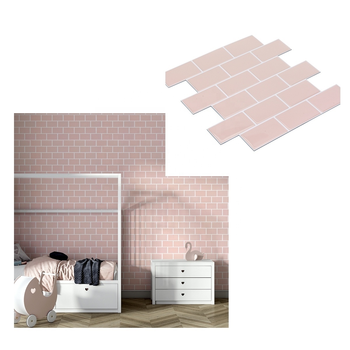 Wholesale peel and stick tile wall tile sticker 3d wallpaper decorative wall panel for home decoration