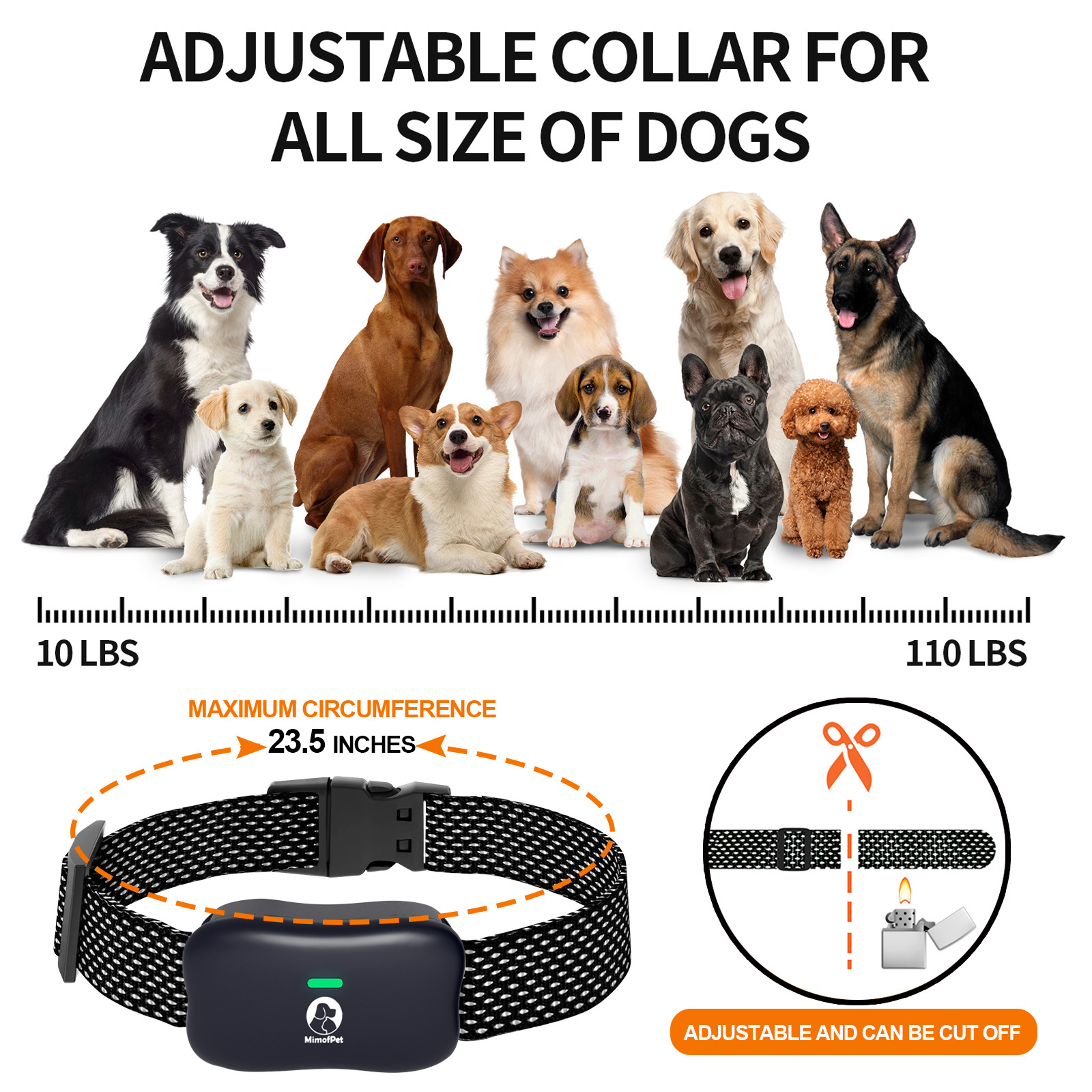 Pet Product Waterproof anti-barking collar Rechargeable Remote Electric Shock Dog Collar Electric Shock Collar For Pets 1800M