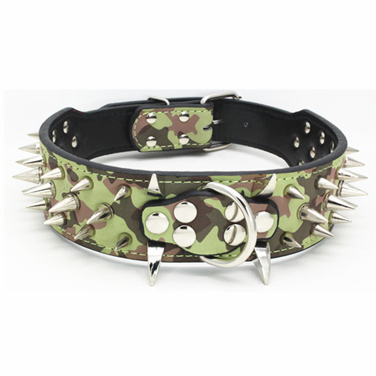 2023 hot sale Wide Cool Sharp Spiked Studded Leather Dog Collars