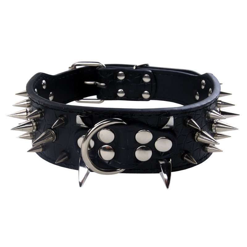 2023 hot sale Wide Cool Sharp Spiked Studded Leather Dog Collars