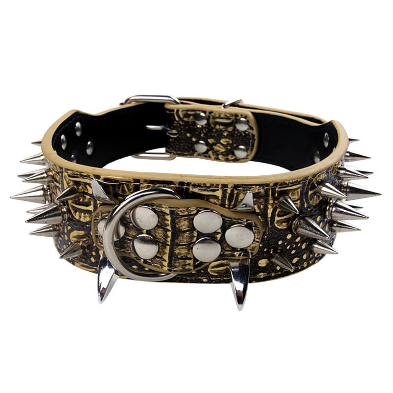 2023 hot sale Wide Cool Sharp Spiked Studded Leather Dog Collars