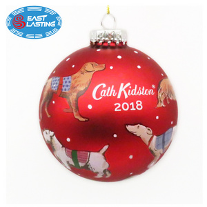 Custom decal personalized Christmas ornament for tree hanging oem glass ball glass hanging balls