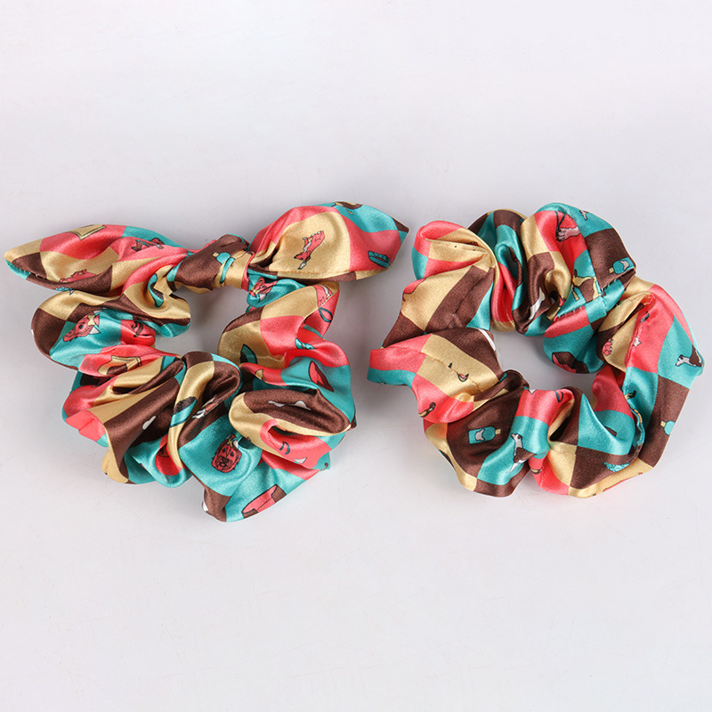 Okeypets Wholesale High Quality Dog Bandana Scrunchie Matching Set Custom Print  Luxury Scarf Pet Bandana Collar Bow Tie Set