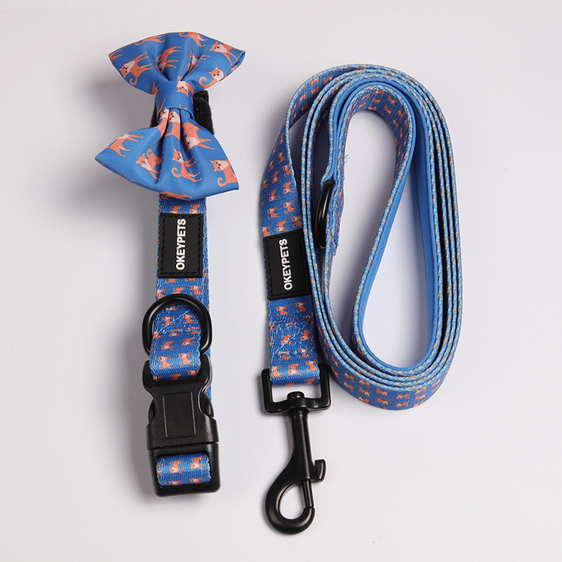 OKEYPETS Small Dog Harness Set Manufacturers Custom Pattern Adjustable Pretty Cute Vest Harness And Leash Set