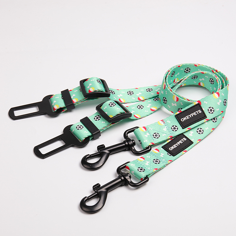 OKEYPETS Pet Supplies Car Dog Seat Belt Sublimation Polyester Strong Webbing Dog Safety Belt Pet Accessories