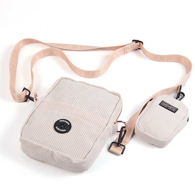 Pet Supplies Dog Treat Bag Outdoor Training Bag Wholesale Eco friendly Cute Corduroy Pet Pouch Dog Sling Bag