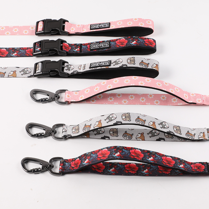 Manufacturer Custom Strong Leash for Large Dogs Multifunctional Nylon Webbing Hand Free Stretch Dog Leash Seat Belt