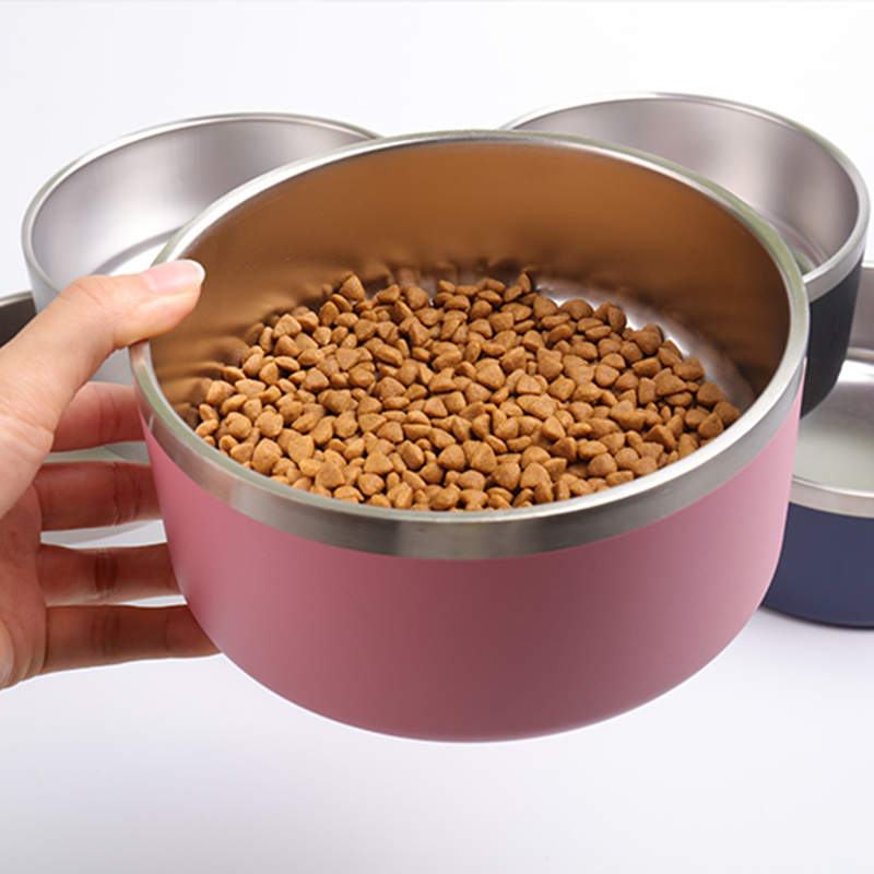 Hot Selling Custom non-slip 32/64oz Pet Feeder Bowls Double Wall Vacuum Insulated Round Stainless Steel Dog Bowl