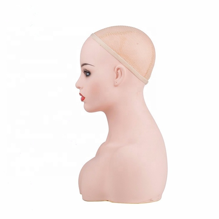 Big Breast Half Body Female wig display Mannequin Head With Shoulders