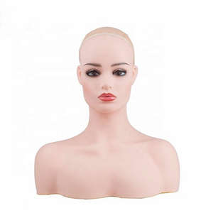 Big Breast Half Body Female wig display Mannequin Head With Shoulders