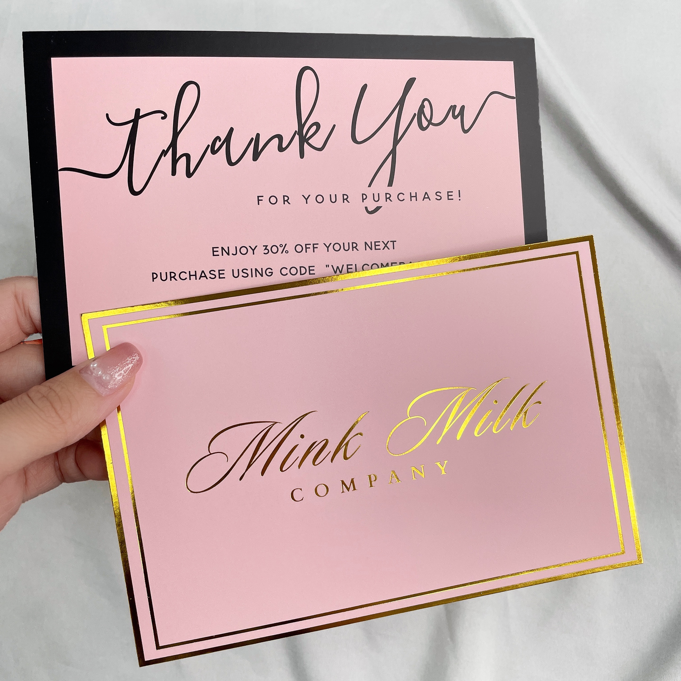 Luxury custom logo gold foil stamping business card jewelry display cards coupon postcard clothing thank you cards for boutique