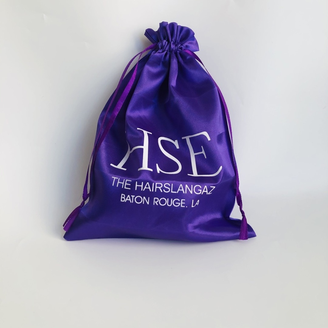 20pcs luxury wholesale Custom logo silk drawstring satin bags for wig packaging/oem Packaging bags