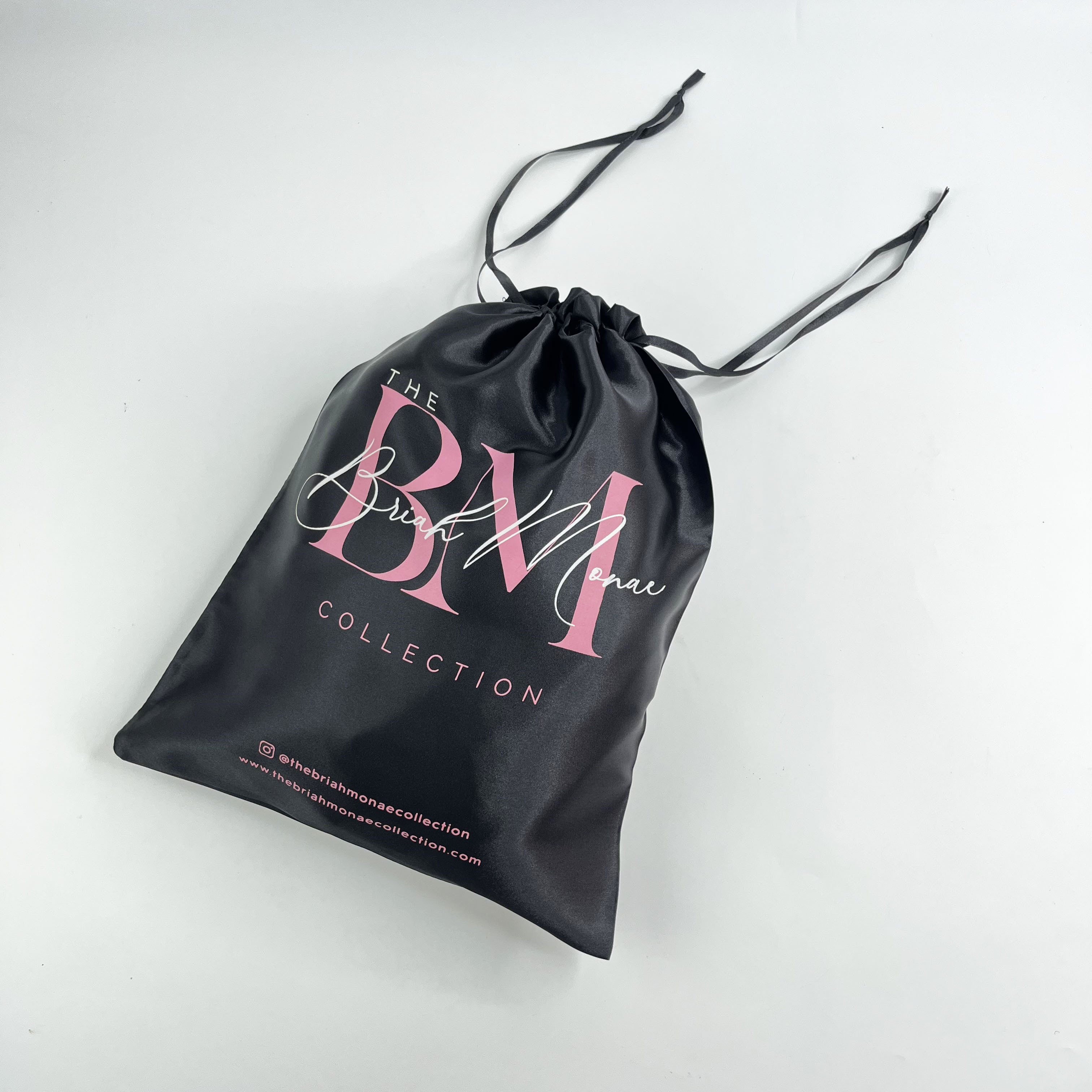 High quality soft fabric silk satin packaging bag custom logo drawstring satin bundle bags for wig hair extension