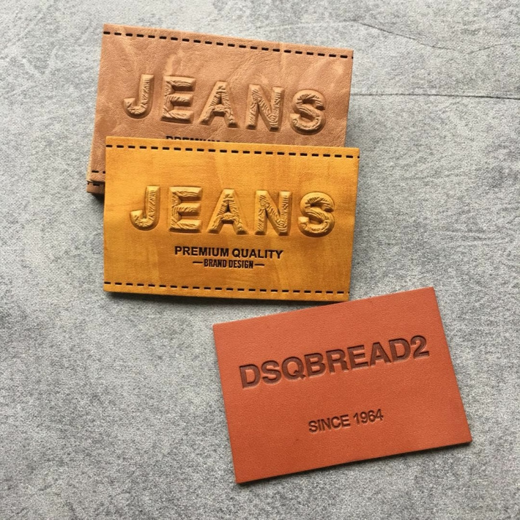 Custom Decoration leather patch with embossed logo fashion design leather patch labels for jeans