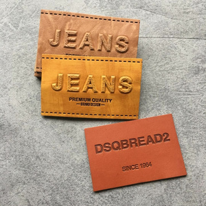 Custom Decoration leather patch with embossed logo fashion design leather patch labels for jeans