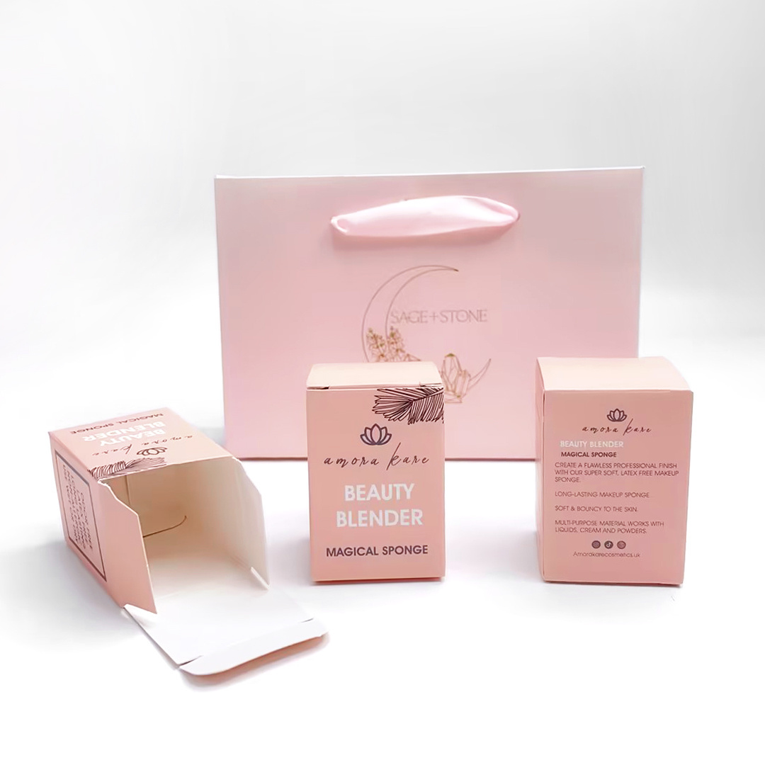 Eco-friendly Custom Logo Skincare Beauty Blender Cardboard Box Cosmetic Packaging Folding Gift Paper Box For Small Business