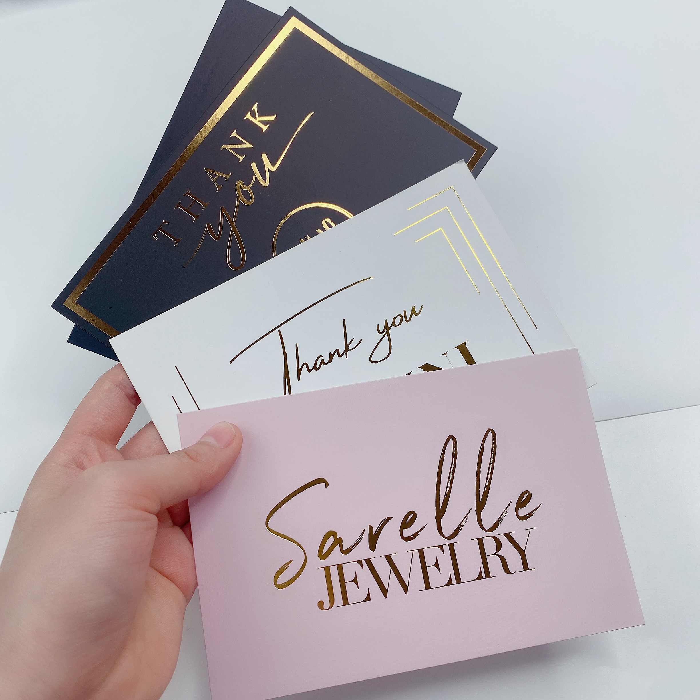 Custom colorful gold foil paper thank you cards with logo thank you business card printing