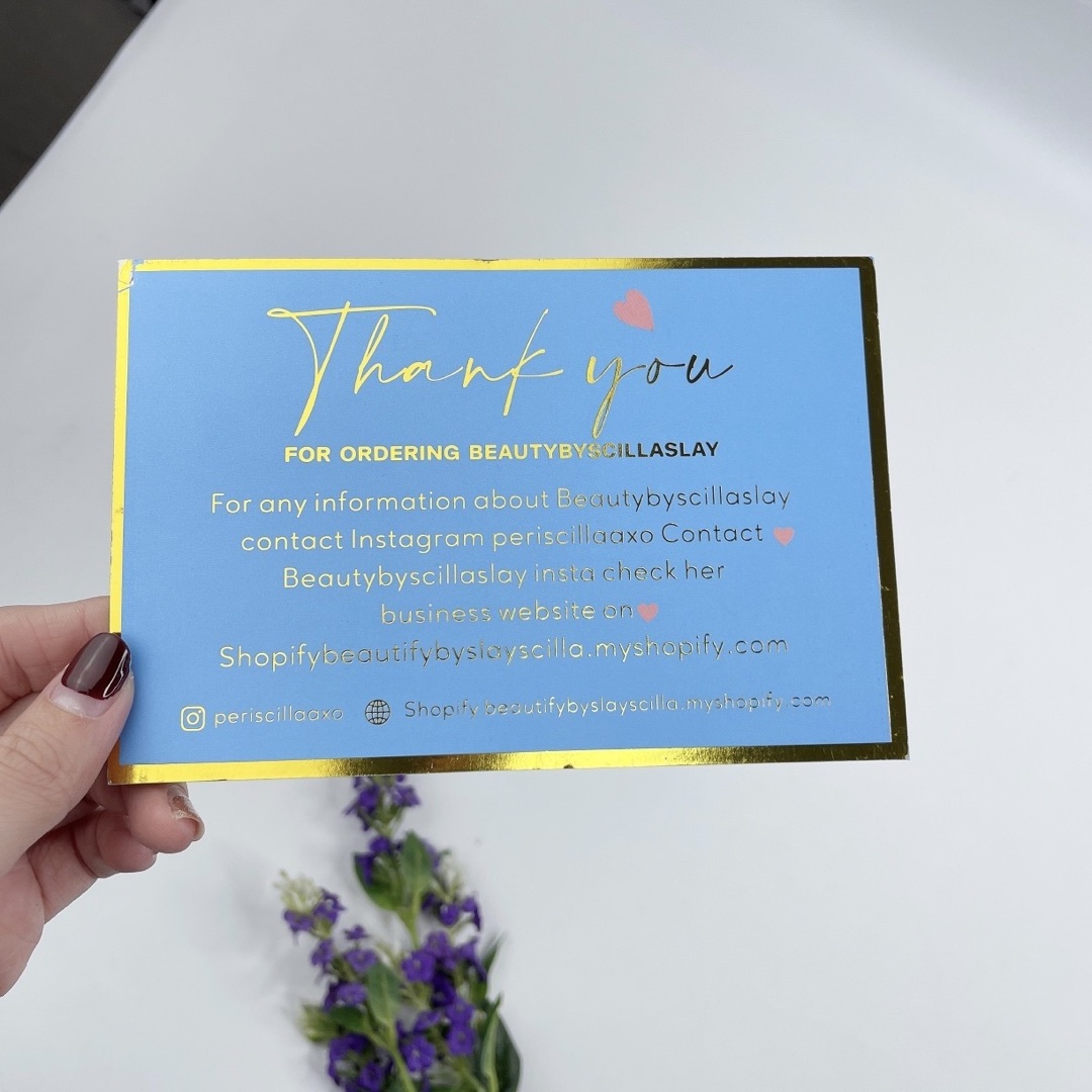 Custom colorful gold foil paper thank you cards with logo thank you business card printing