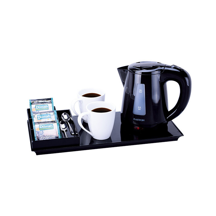 Factory directly supply modern design hotel using water electric kettle with hotel welcome tray set