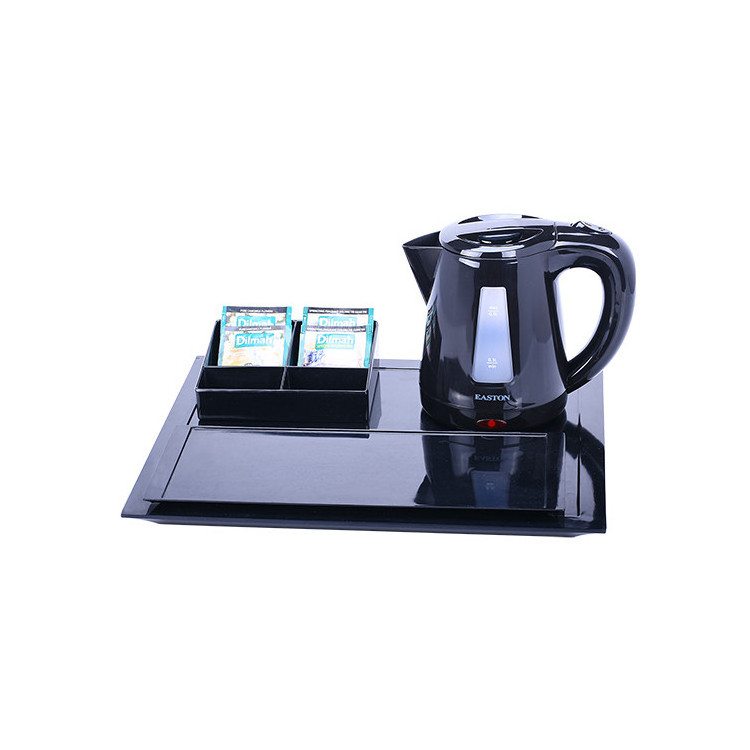 Factory directly supply modern design hotel using water electric kettle with hotel welcome tray set