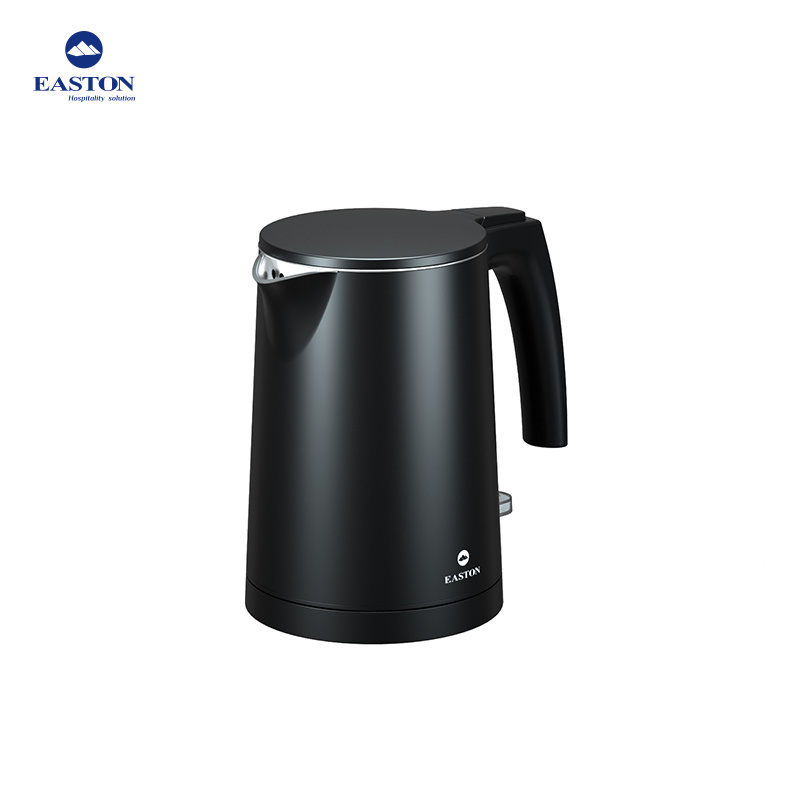 Hotel bedroom service stainless steel matt black Electric kettle with double wall design