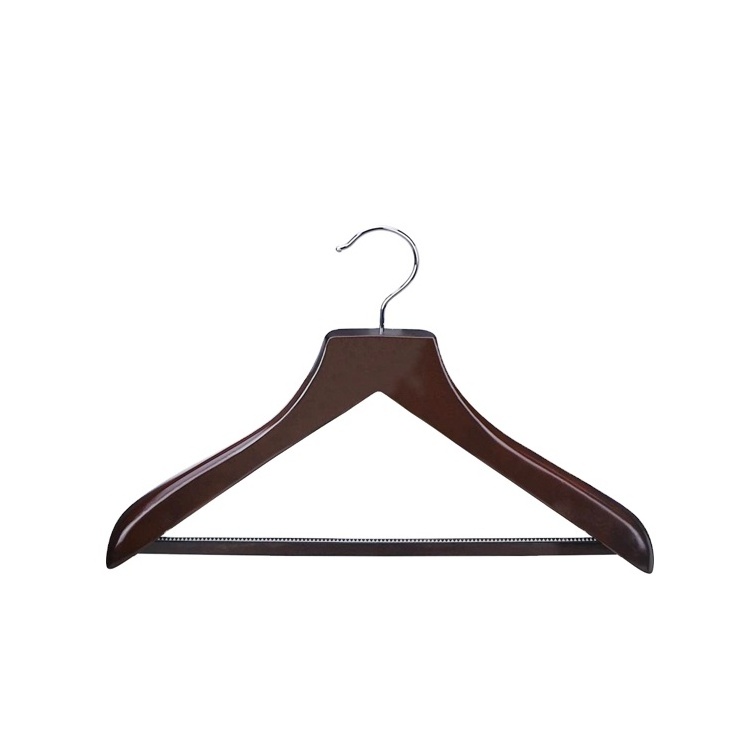 Hot wholesale cheap silver hook all black custom hanger wooden for hotel