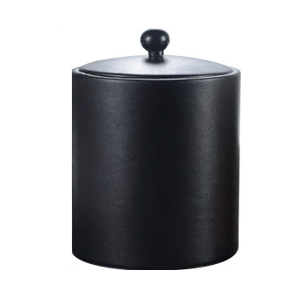 Standard Hotel Leather Single Layer Design Stainless Steel Insert Black/ Ice Bucket with Lid