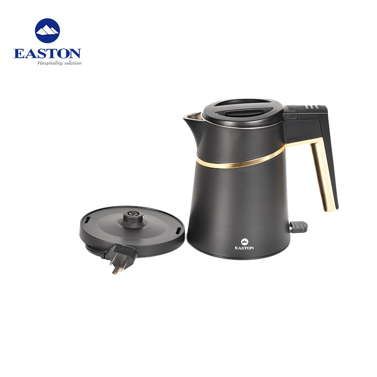 Hot selling 800ml tea water electric kettle black and gold for hotel room