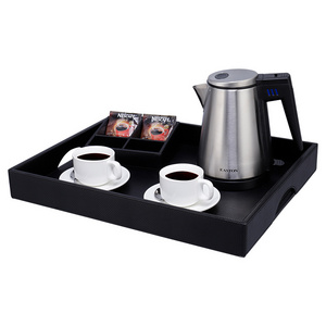 Stainless steel finished 0.8 litres tea electric kettle with tray set for hotel use