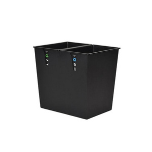 New arrival luxury matt black metal rectangular waste bin recycle for hotel