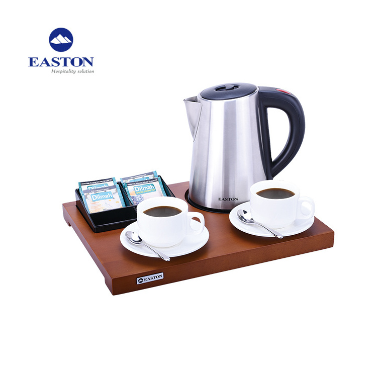 Auto Shut-off 1 Liter Stainless Steel Electric Kettle with Tray Set, Hotel Kettles Suppliers