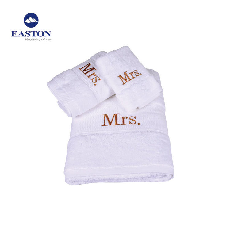 Luxury white color 5 star hilton hotel luqury bath towel set for hotel,hotel balfour spa towels with logo embossed