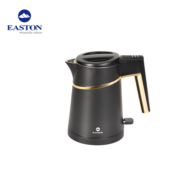 Hot selling 800ml tea water electric kettle black and gold for hotel room