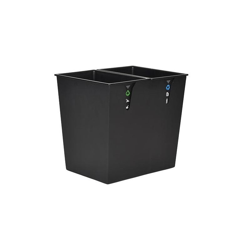 New arrival luxury matt black metal rectangular waste bin recycle for hotel