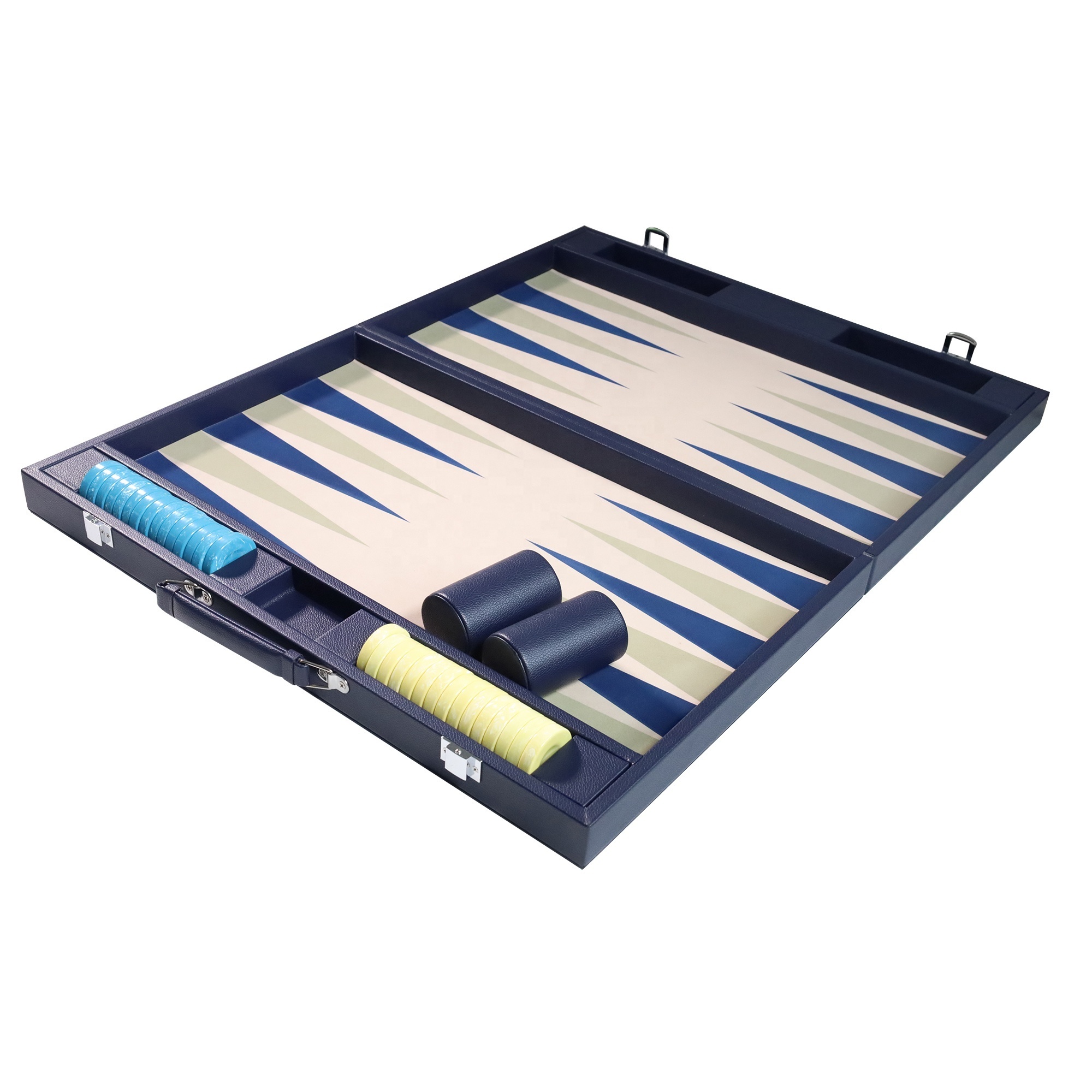 EASTOMMY ET-231210 Luxury Backgammon Sets Backgammon Board Game Folding Board for Adults Board Game Backgammon Set Faux Leather