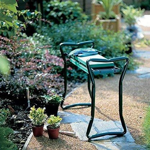 EASTOMMY Garden Kneeler and Seat with 2 Bonus Tool Pouches, Foldable Garden Bench Stools, Portable Kneeler for Gardeners