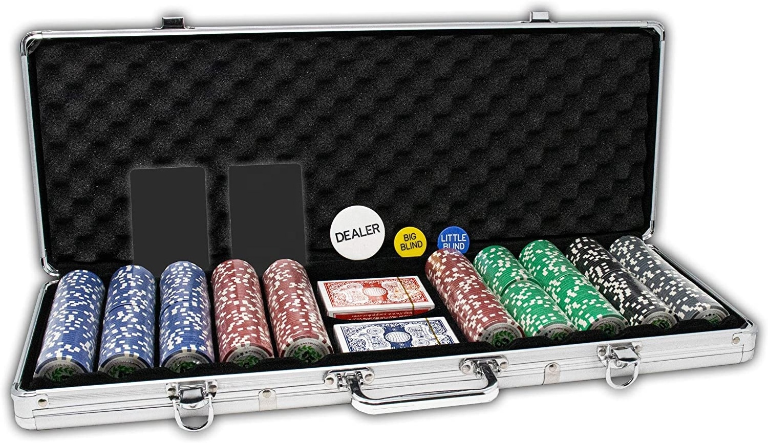 EASTOMMY ET-100202 Texas Hold em 500 Striped Dice Clay Composite Plastic Ceramic Poker Chip Set with Aluminum Case