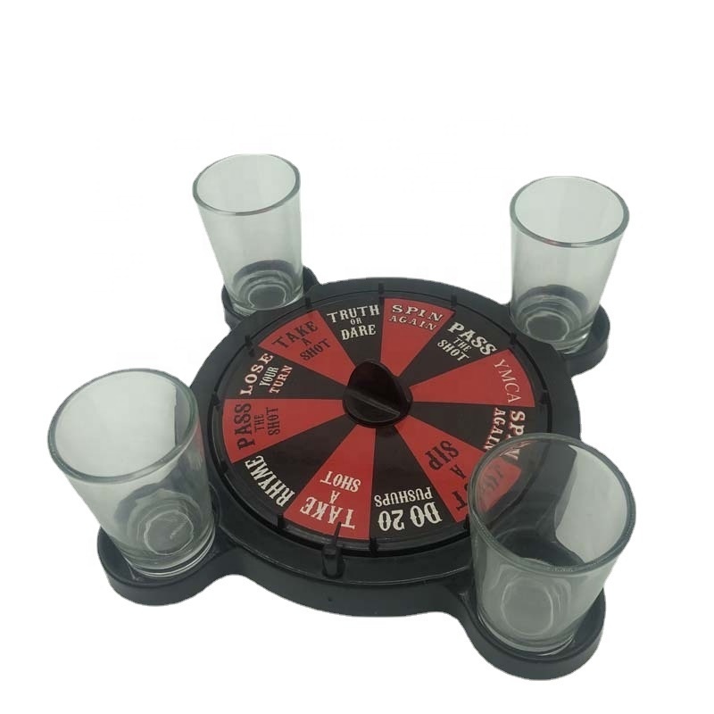 EASTOMMY ET-233003 Drinking Game Set, Bar Roulette Game 4Cup Glasses Adults Lucky Can be Used for Home Party Bar and KTV