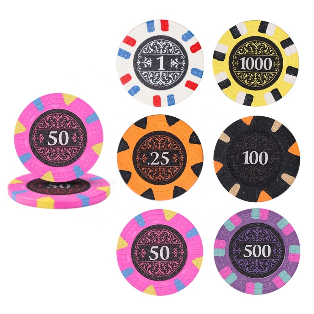 EASTOMMY ET-100003 Professional 11.5g Clay Composite Dice Striped Casino Poker Chips for Texas Hold em Blackjack