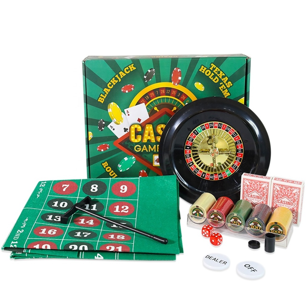 EASTOMMY ET-104038 Casino Game Table Gaming Party Color Box Felt Gambling Table Set