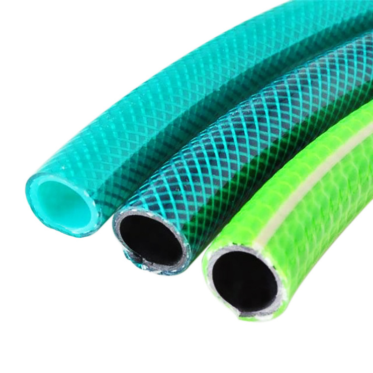 PVC Transparent Clear Water Hose Fiber braided Reinforced Hydraulic Garden Pipe Hose 1/2 inch 30m /roll 10bar 145 psi