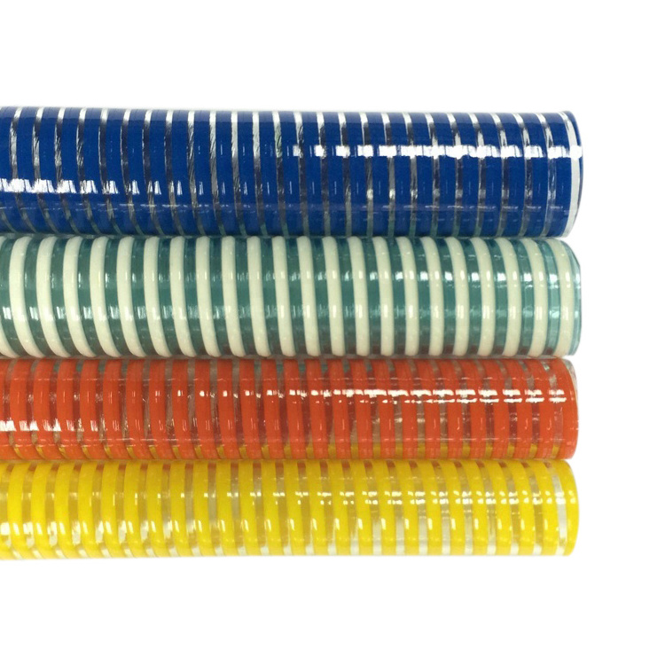 Plastic 1'' x 100 FT 4 5 bar PVC Spiral Reinforced Flexible Spring Suction Hose For Composite Chemical Fuel Oil resistant