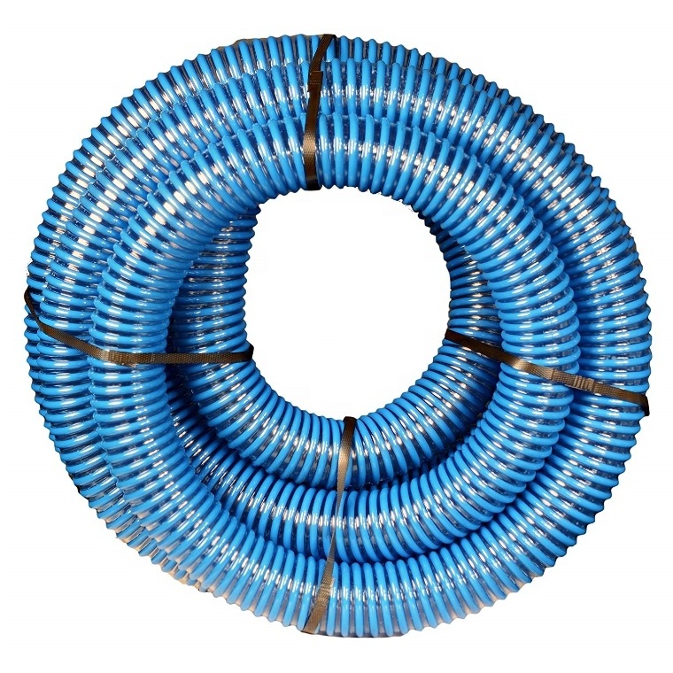 Plastic 1'' x 100 FT 4 5 bar PVC Spiral Reinforced Flexible Spring Suction Hose For Composite Chemical Fuel Oil resistant