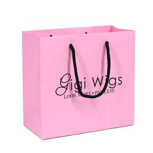 Wholesale Custom Printed Logo Luxury Pink Wigs Paper Bag Retail Boutique Shopping Gift Paper Bags With Your Own Logo