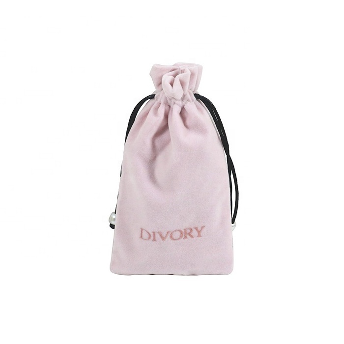 Brand Promotion Perfume Packaging Pouch Pink Velvet Bag With Logo